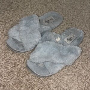 Gray Fur Slippers